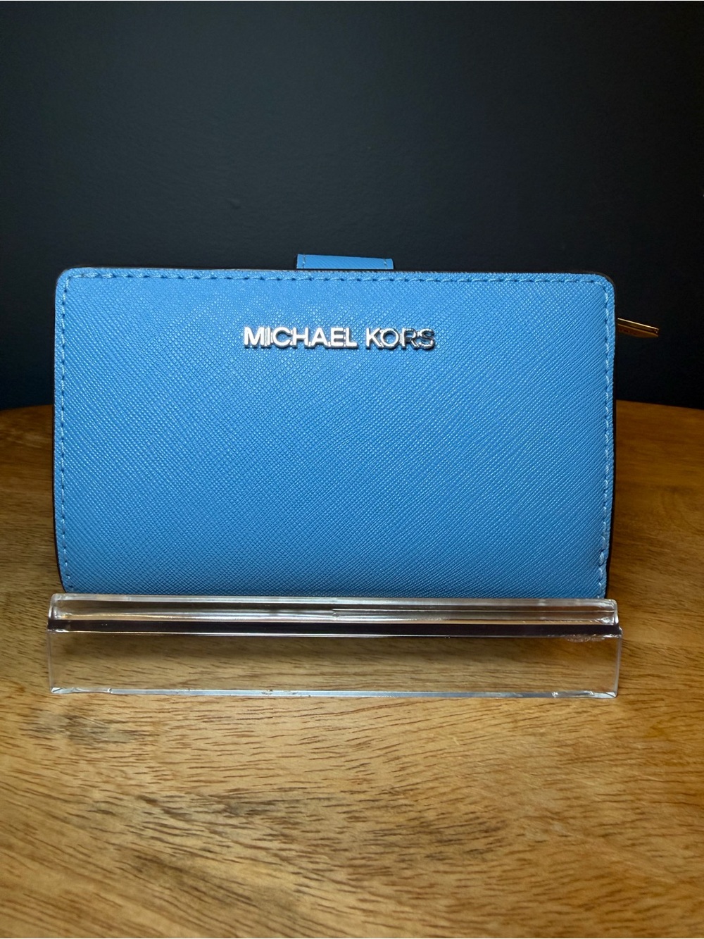 Michael Kors Light Blue zip around wallet with card holder